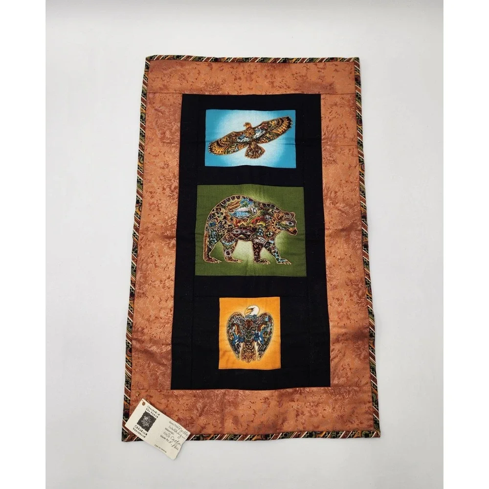 Hand Sewn Wall Art Native American Quilt Artwork Yukon Canada  Bear Eagle‎ Totem